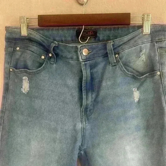Rachel Roy High Rise Straight Leg Distressed Jean Size 14/32 - Picture 2 of 5